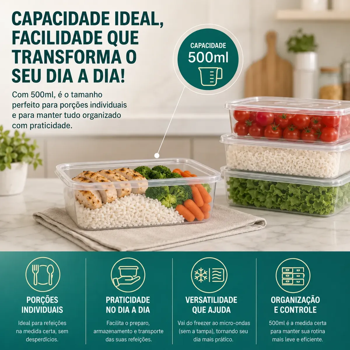 Kit 20 Potes 500ml Bpa Free Freezer Microondas Reutilizável - 1