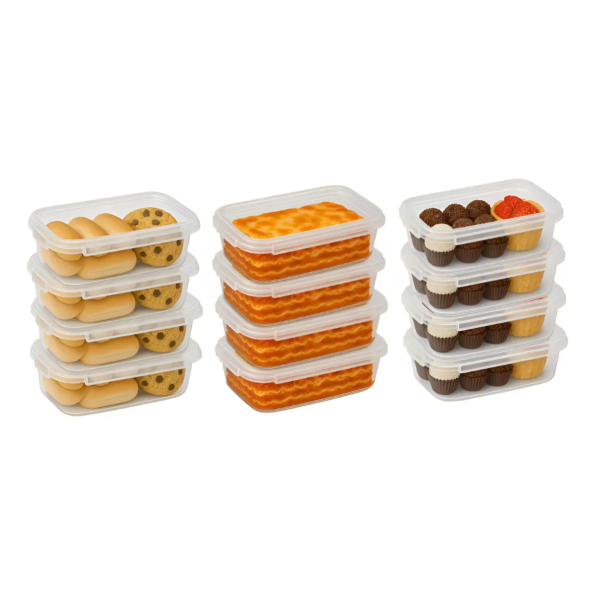 Kit 12 Potes Marmita 600ml C/ 4 Travas Reutilizavel Transparente - 1