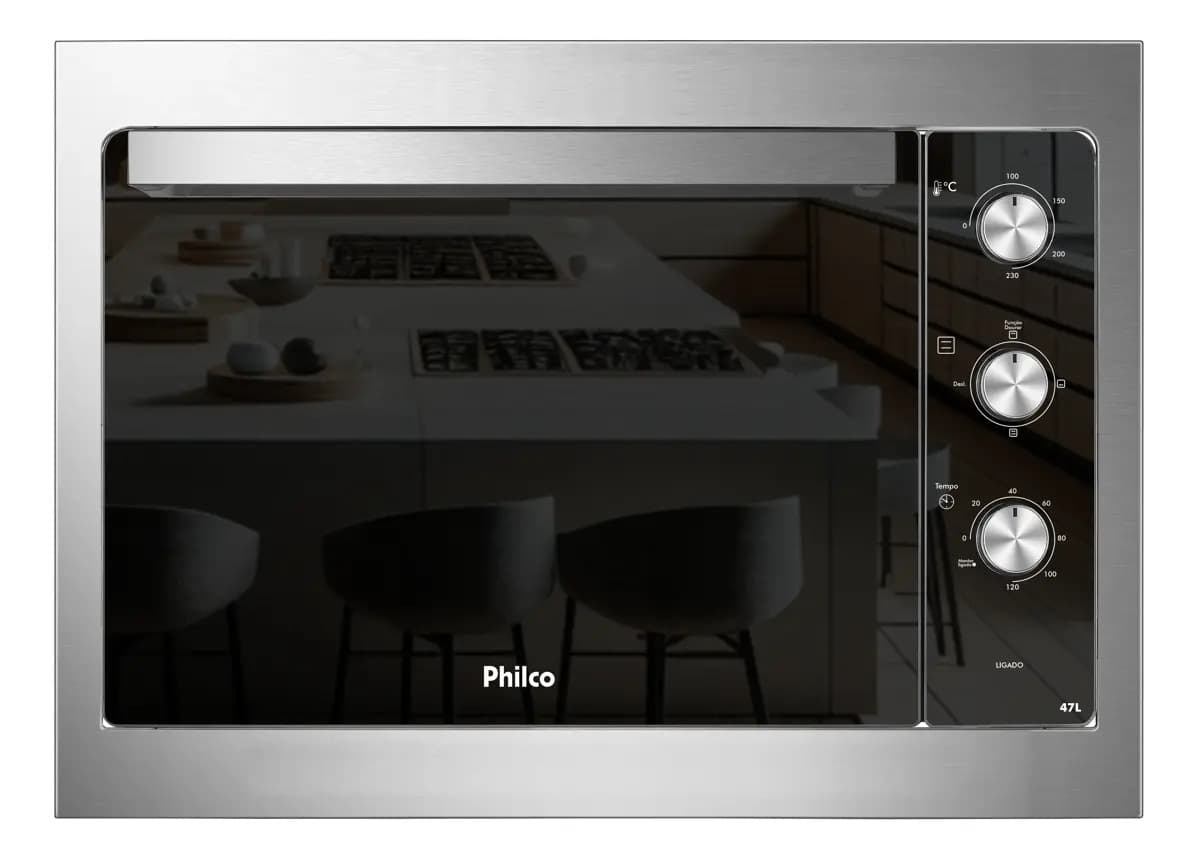 Philco Forno Elétrico de Embutir PFE47E Esmaltado Dupla Resistência 47L 220V Cinza - 1