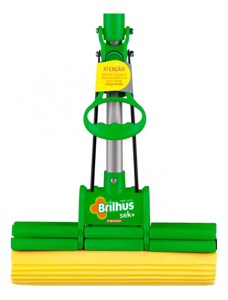 Mop Sek+ Lava e Seca Brilhus Bettanin | com Esponja de Alta Absorção, Cabo Retrátil de Inox até 89cm (ta sem cabo) - 1