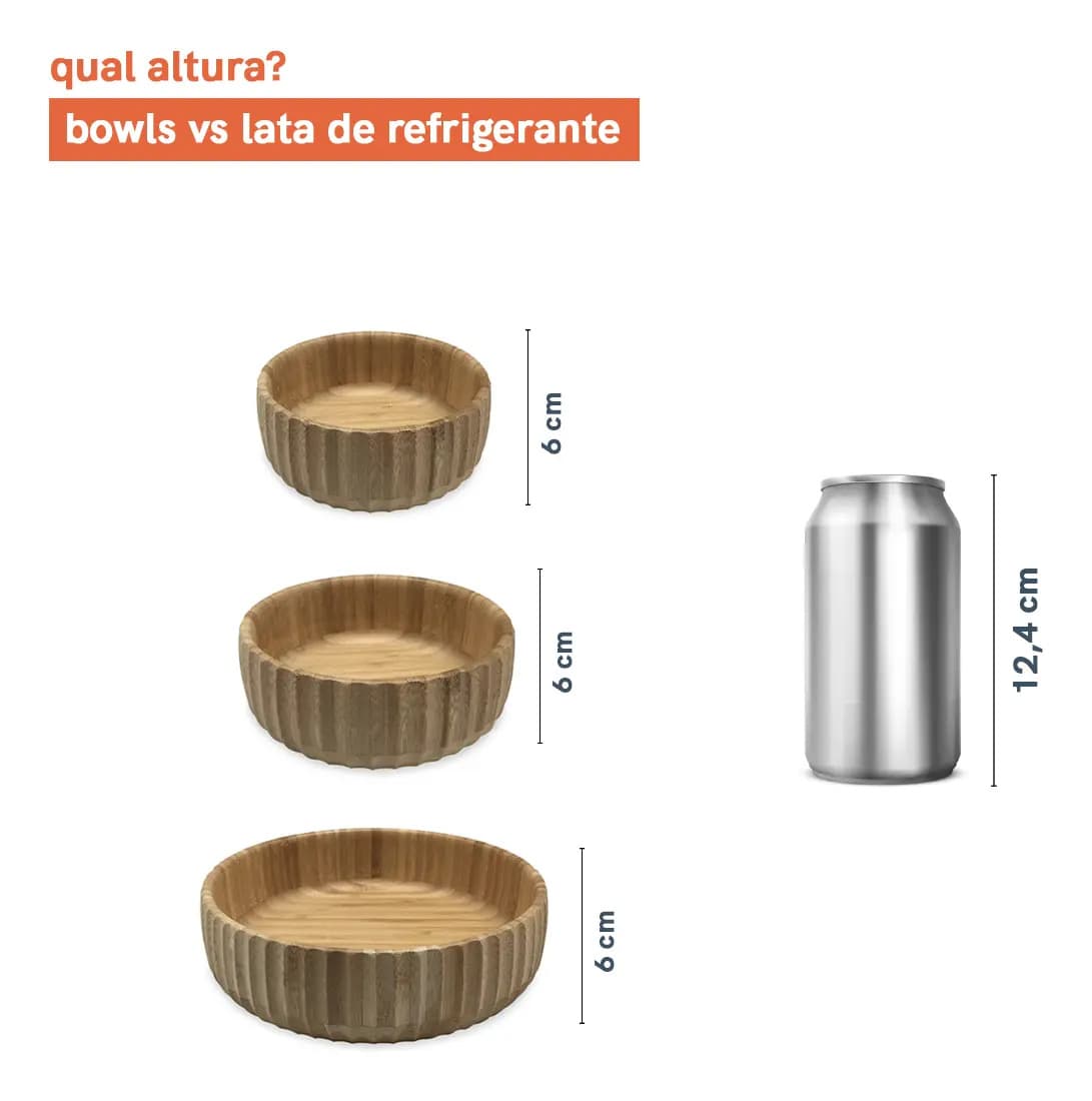 Kit 3 Bowls Canelados De Bambu - Oikos Marrom-claro - 9
