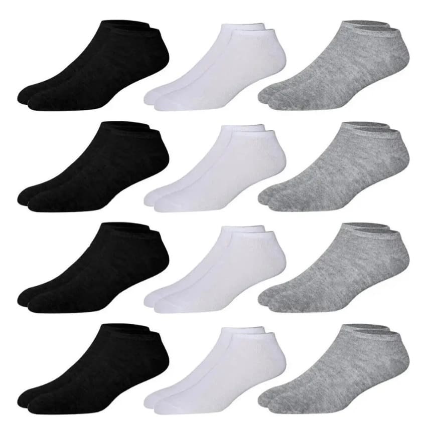 Kit 12 Pares Meia Soquete Cano Curto Preto 38 Ao 44 Premium - 1
