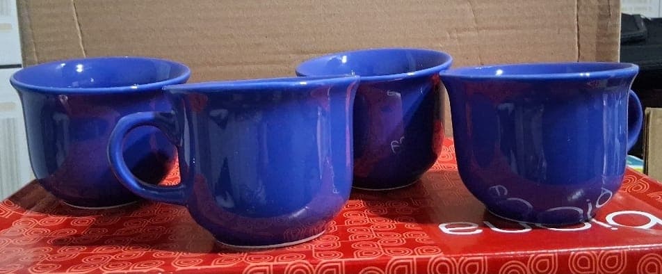 Kit 4 xícaras de chá Biona azul - Sem Pires - 1