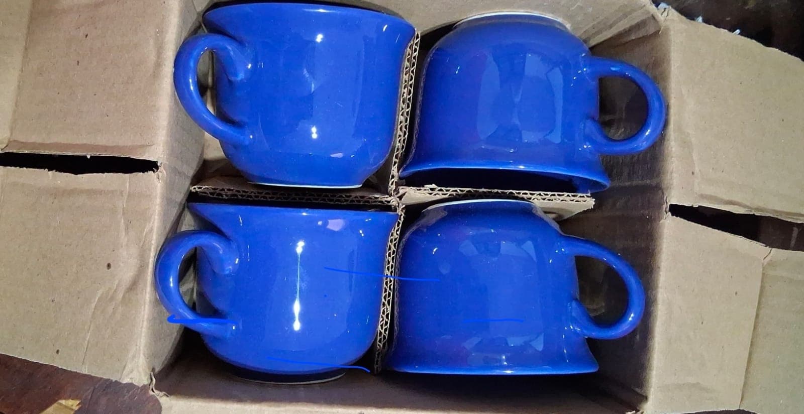 Kit 4 xícaras de chá Biona azul - Sem Pires - 3