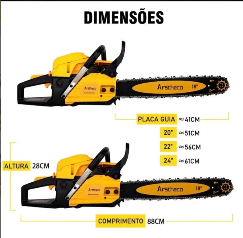 Motosserra A Gasolina Arstheco 58cc Sabre 18 2,4kw - 4