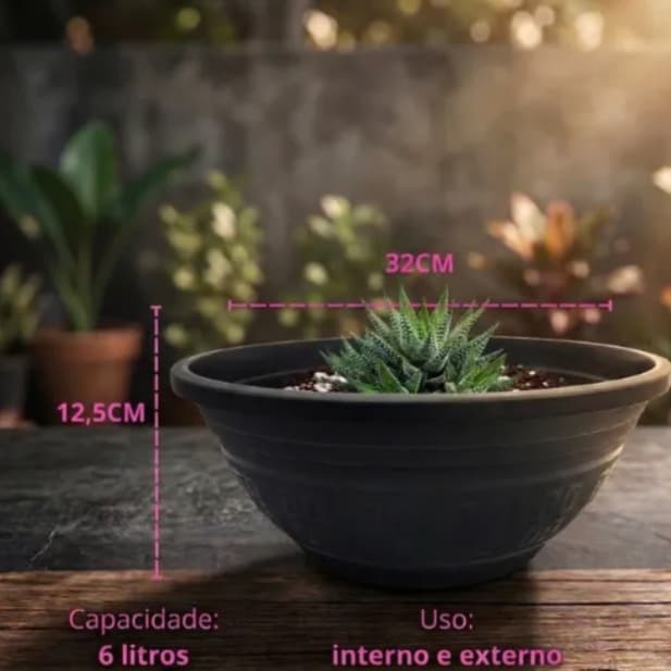 Vaso Tipo Cuia 6l Plástico Reforçado Jardim E Horta - 2