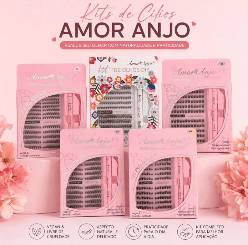 Kit Cílios Postiços Fio A Fio Amor Anjo Cola+selante+pinça - 3