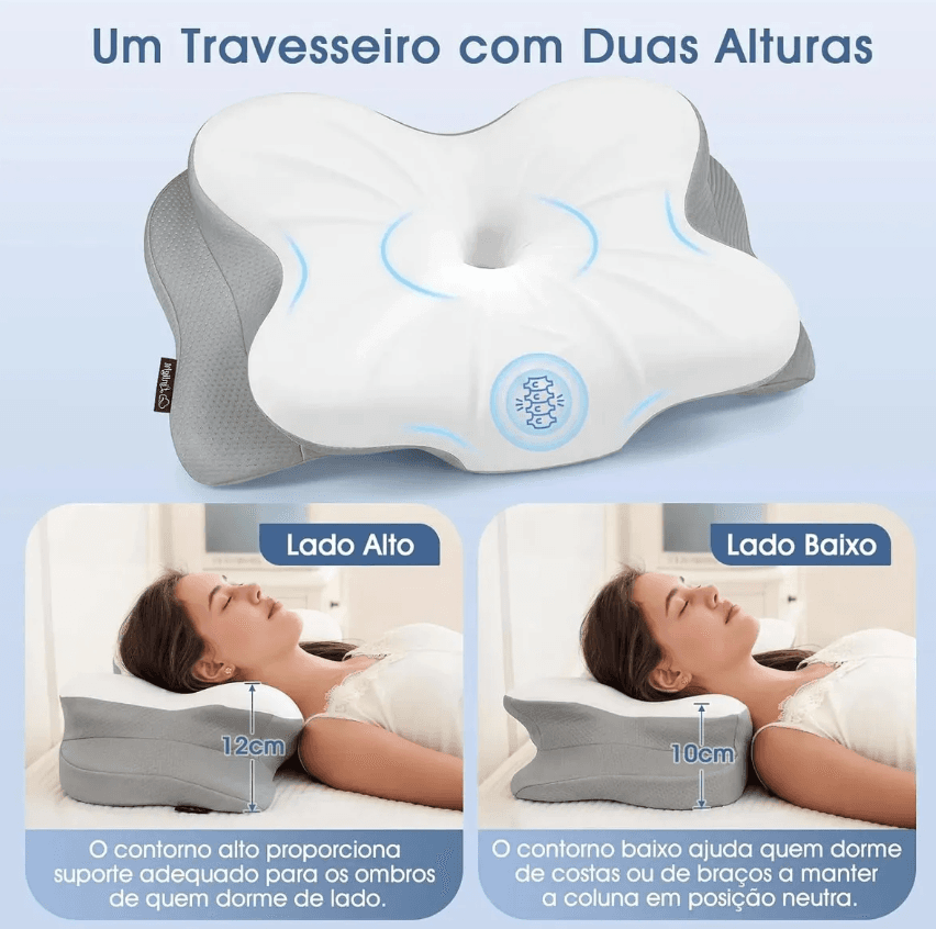 Travesseiro Cervical Ortopédico Nasa Viscoelástica D50 Ergonômico Coluna Relax Alívia - 2