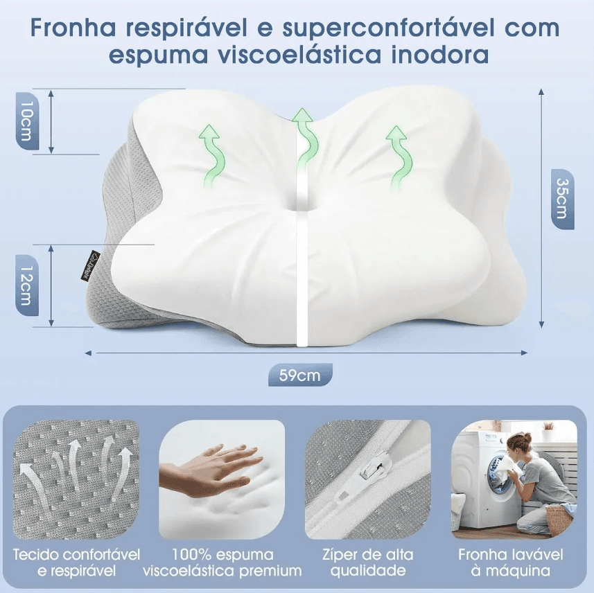 Travesseiro Cervical Ortopédico Nasa Viscoelástica D50 Ergonômico Coluna Relax Alívia - 4