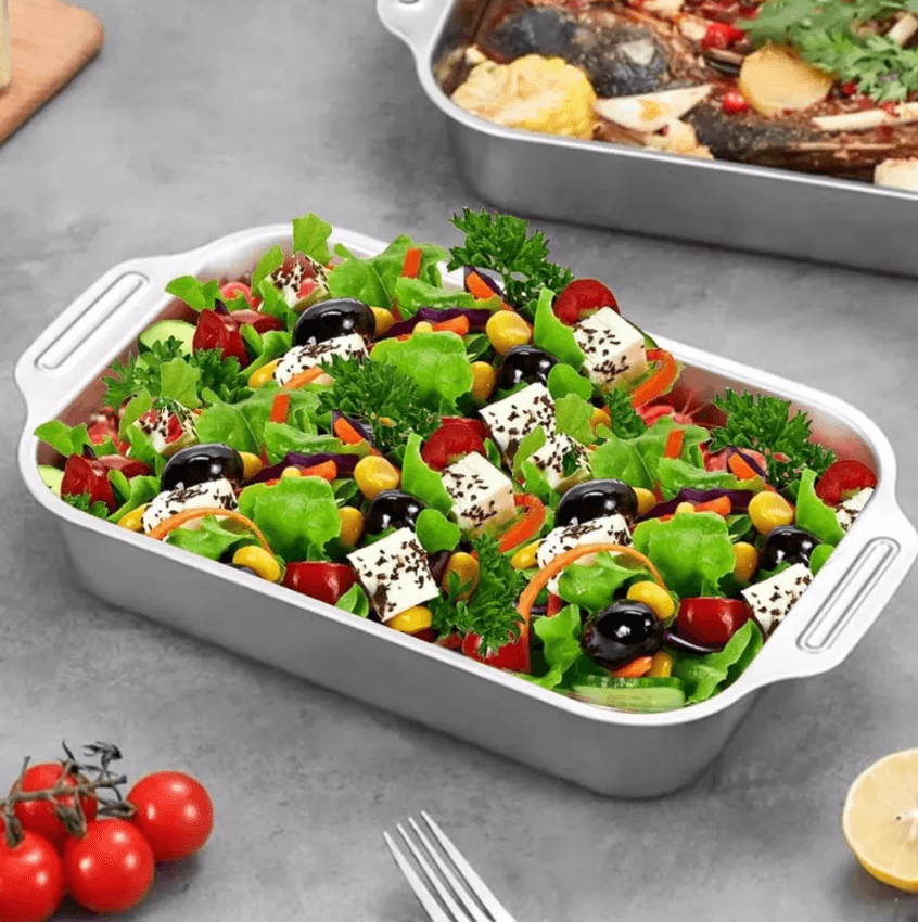 Assadeira De Aço Inoxidável Com Tampas , Antiderrapante Bandeja Para Salada, Ideal Para Reuniões, Eventos Comerciais E - 3