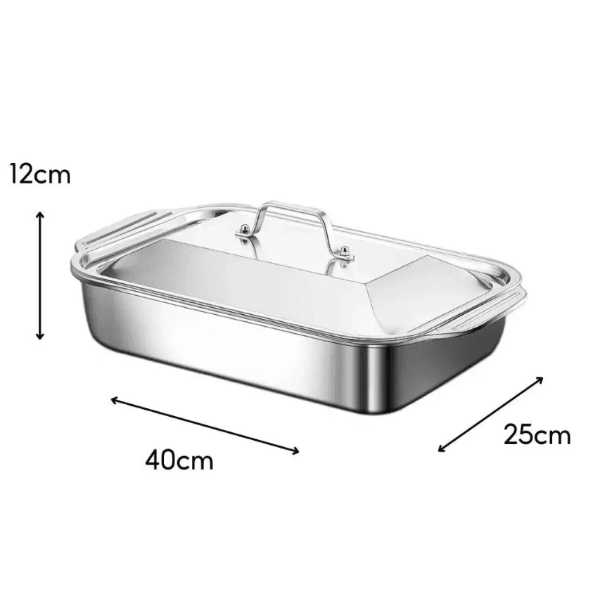 Assadeira De Aço Inoxidável Com Tampas , Antiderrapante Bandeja Para Salada, Ideal Para Reuniões, Eventos Comerciais E - 4