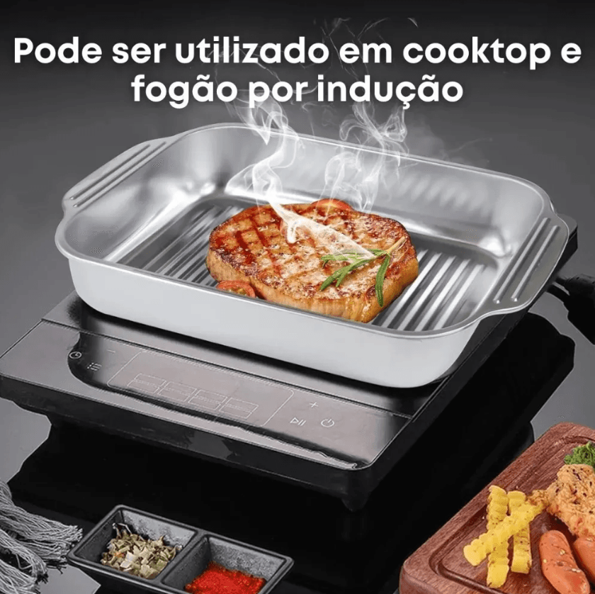 Assadeira De Aço Inoxidável Com Tampas , Antiderrapante Bandeja Para Salada, Ideal Para Reuniões, Eventos Comerciais E - 5