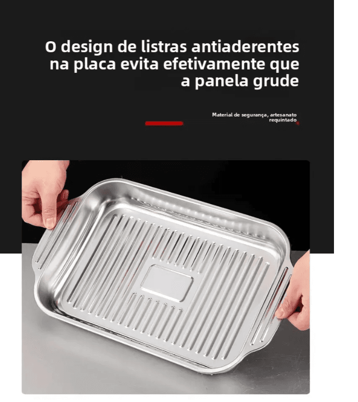 Assadeira De Aço Inoxidável Com Tampas , Antiderrapante Bandeja Para Salada, Ideal Para Reuniões, Eventos Comerciais E - 8