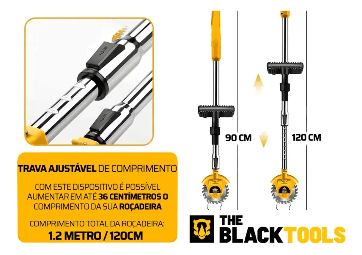 Roçadeira Aparador Grama A Bateria Recarregável 21v 750w Profissional Com Acessórios Tcg21c The Black Tools - 2