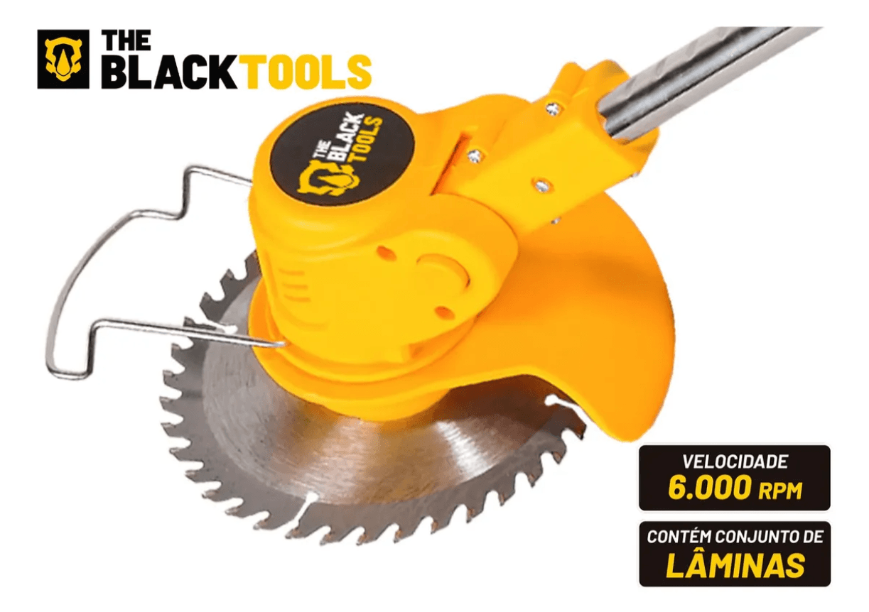 Roçadeira Aparador Grama A Bateria Recarregável 21v 750w Profissional Com Acessórios Tcg21c The Black Tools - 4