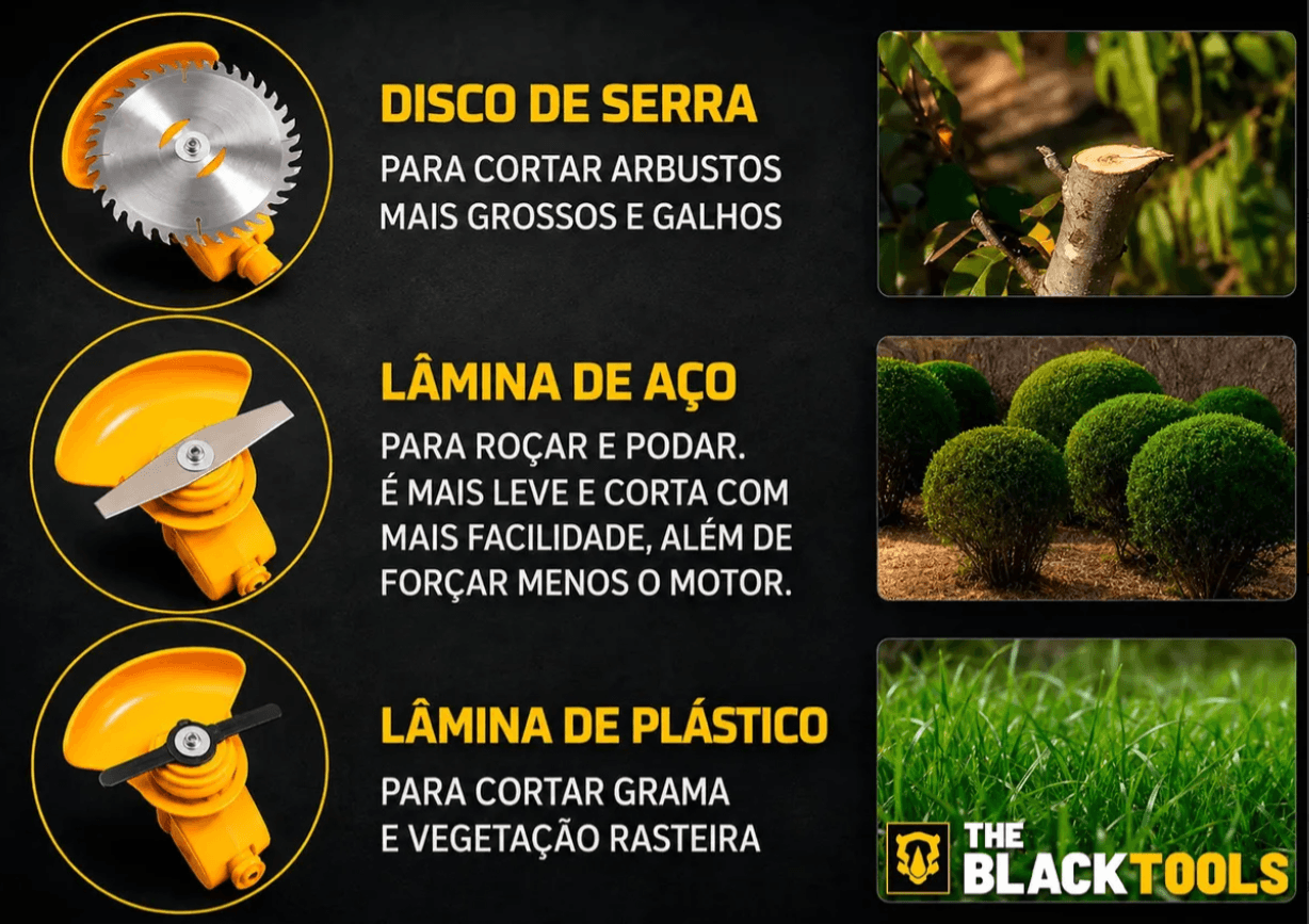 Roçadeira Aparador Grama A Bateria Recarregável 21v 750w Profissional Com Acessórios Tcg21c The Black Tools - 5