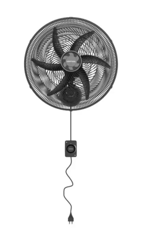 Ventilador Parede 50cm 6Pás Monta Fácil Preto Ventisol - 127V - 1