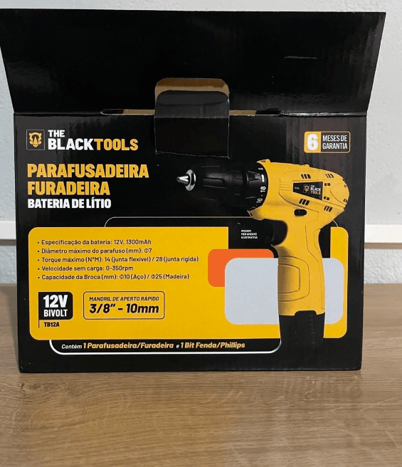 Parafusadeira e Furadeira a Bateria The Black Tools TB12A 12V 3/8" (10mm) com Bateria de Lítio LED e Velocidade Variável - 1