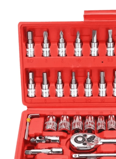 Kit Chaves Jogo Catraca Reversível Soquetes 46 Peças+maleta Vermelho - 3
