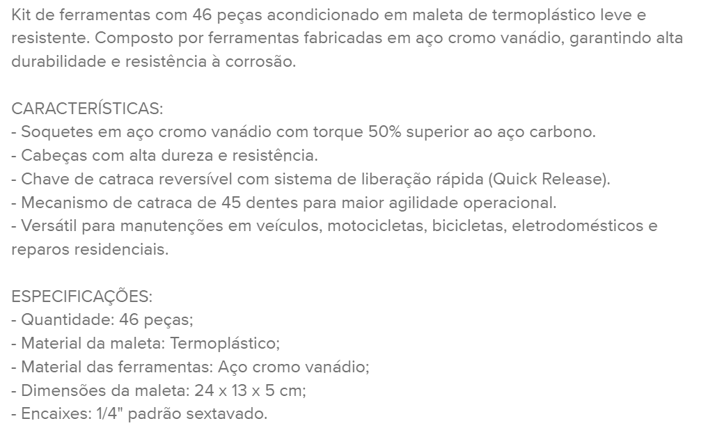 Kit Chaves Jogo Catraca Reversível Soquetes 46 Peças+maleta Vermelho - 7