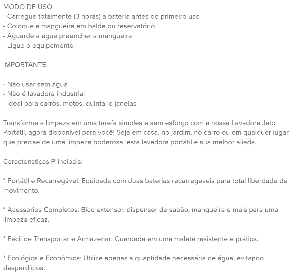 Lavadora Lava Jato Portatil Pressao 2 Baterias + Maleta - 11