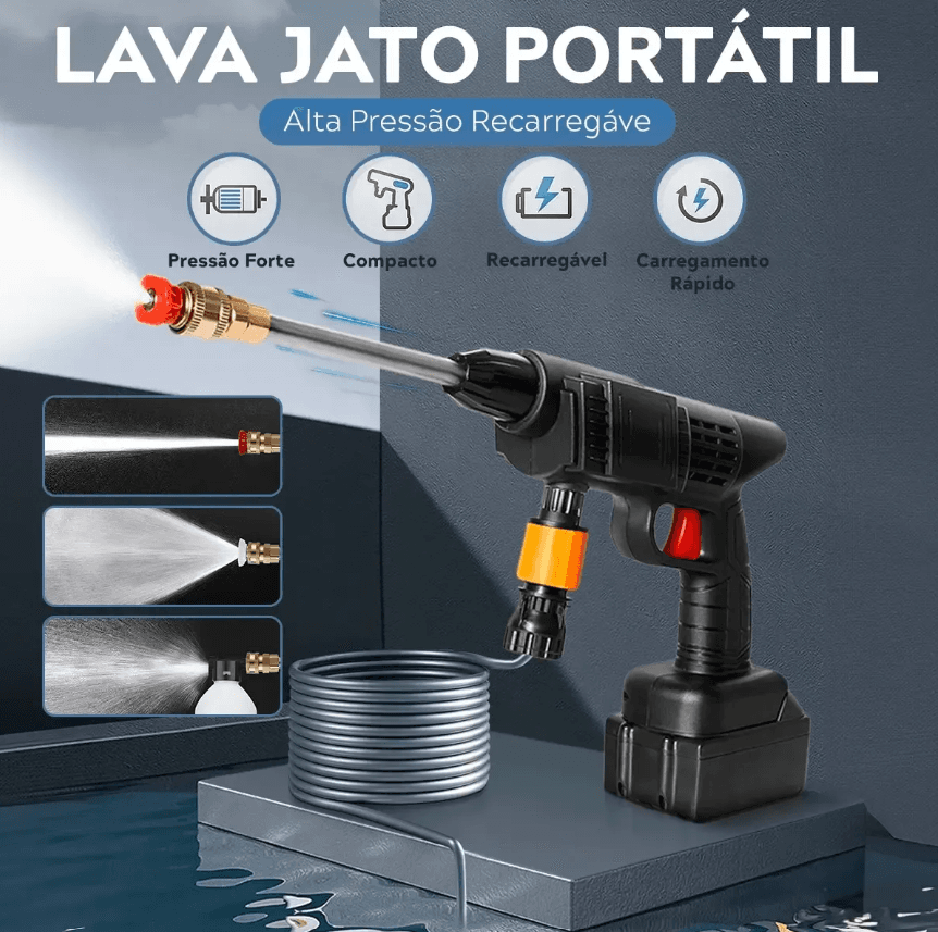Lavadora Lava Jato Portatil Pressao 2 Baterias + Maleta - 3