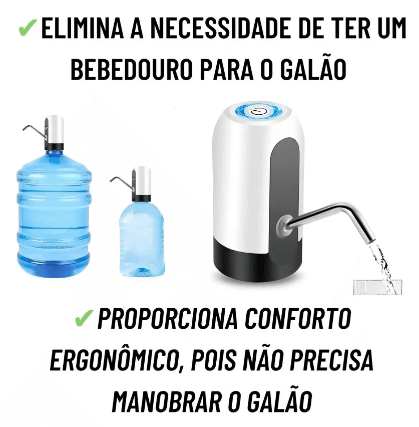 Dispenser Elétrico Portátil Água Automático Sensor Recarregável Galão Bomba Bebedouro - 5