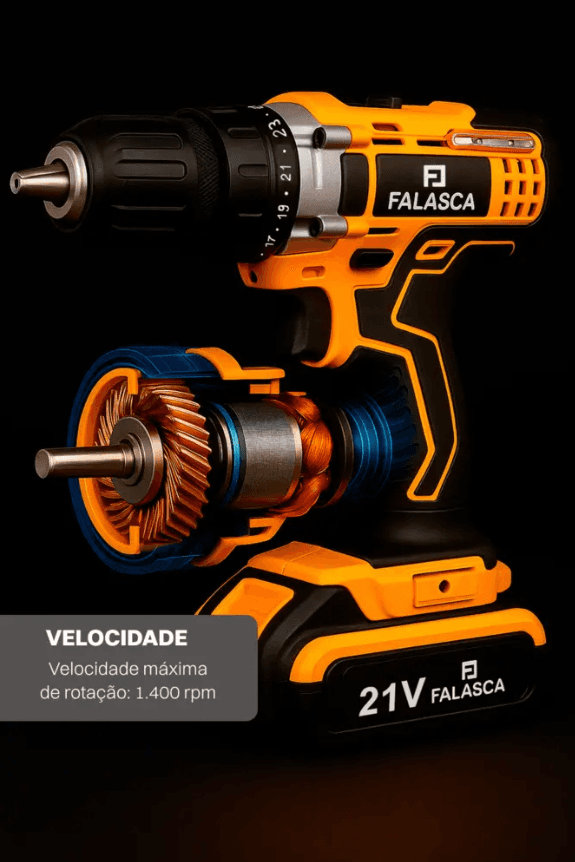 Parafusadeira e Furadeira a Bateria PF21B2 21V com 2 Baterias - 3