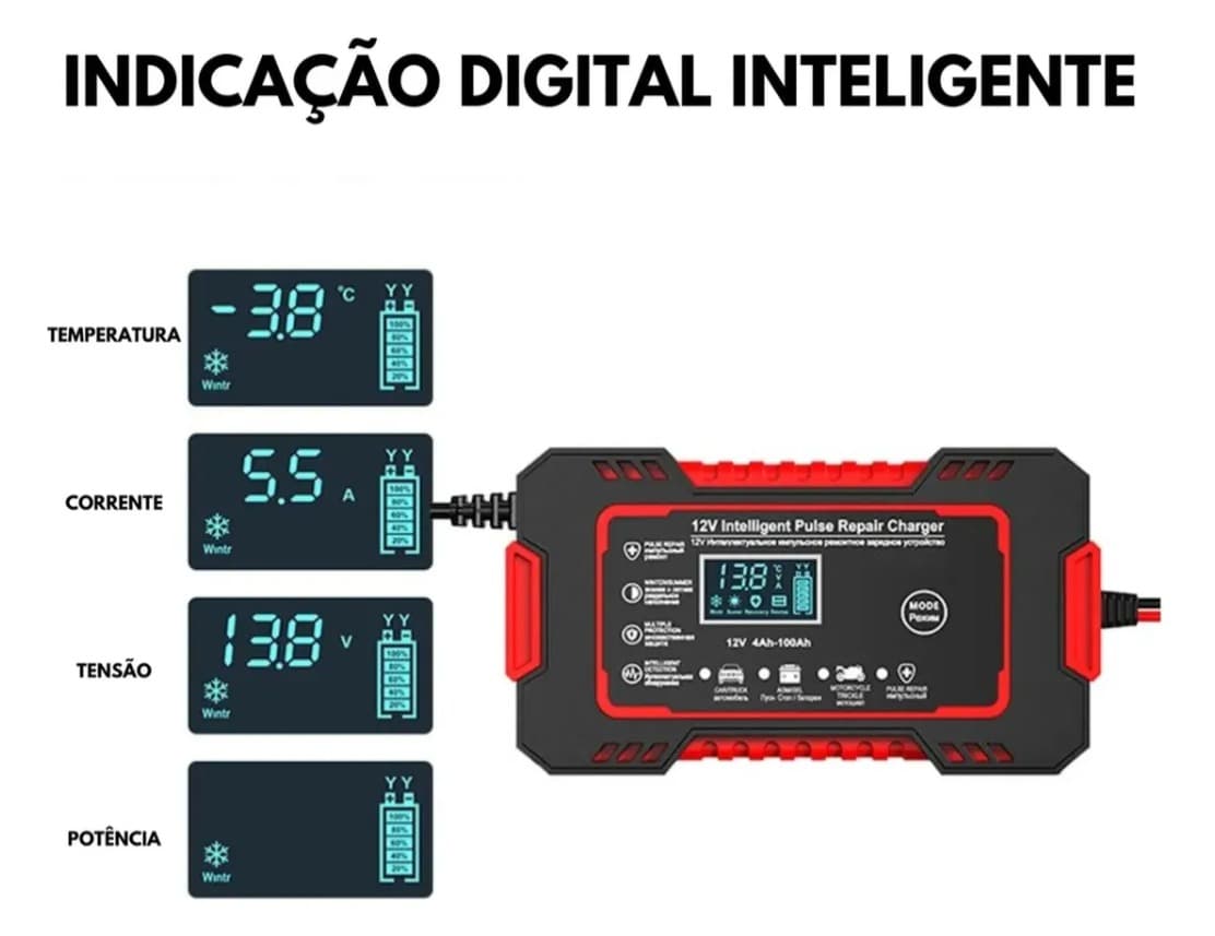 Carregador Bateria 12v Até 100 Amperes Carro Moto Caminhão - 2