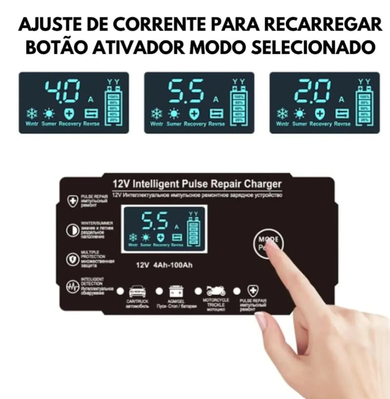 Carregador Bateria 12v Até 100 Amperes Carro Moto Caminhão - 4