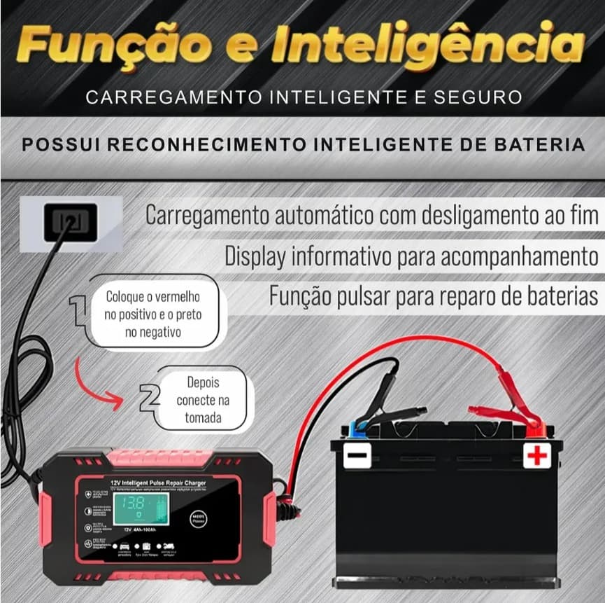 Carregador Bateria 12v Até 100 Amperes Carro Moto Caminhão - 8