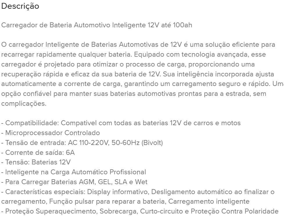 Carregador Bateria 12v Até 100 Amperes Carro Moto Caminhão - 9