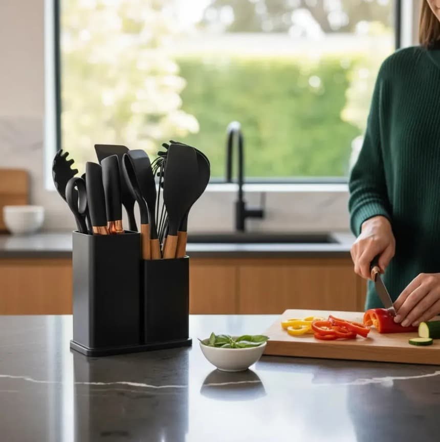 Conjunto 19 Peças Utensílios Cozinha Silicone Apoapp Preto - 4