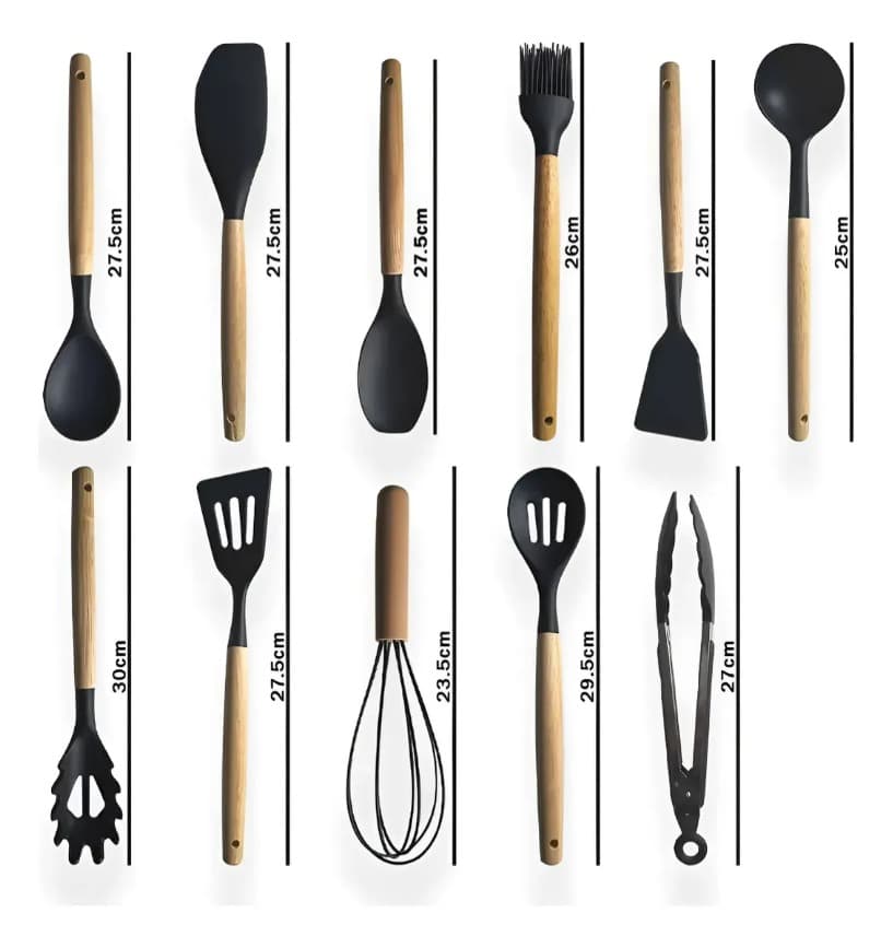 Conjunto 19 Peças Utensílios Cozinha Silicone Apoapp Preto - 8