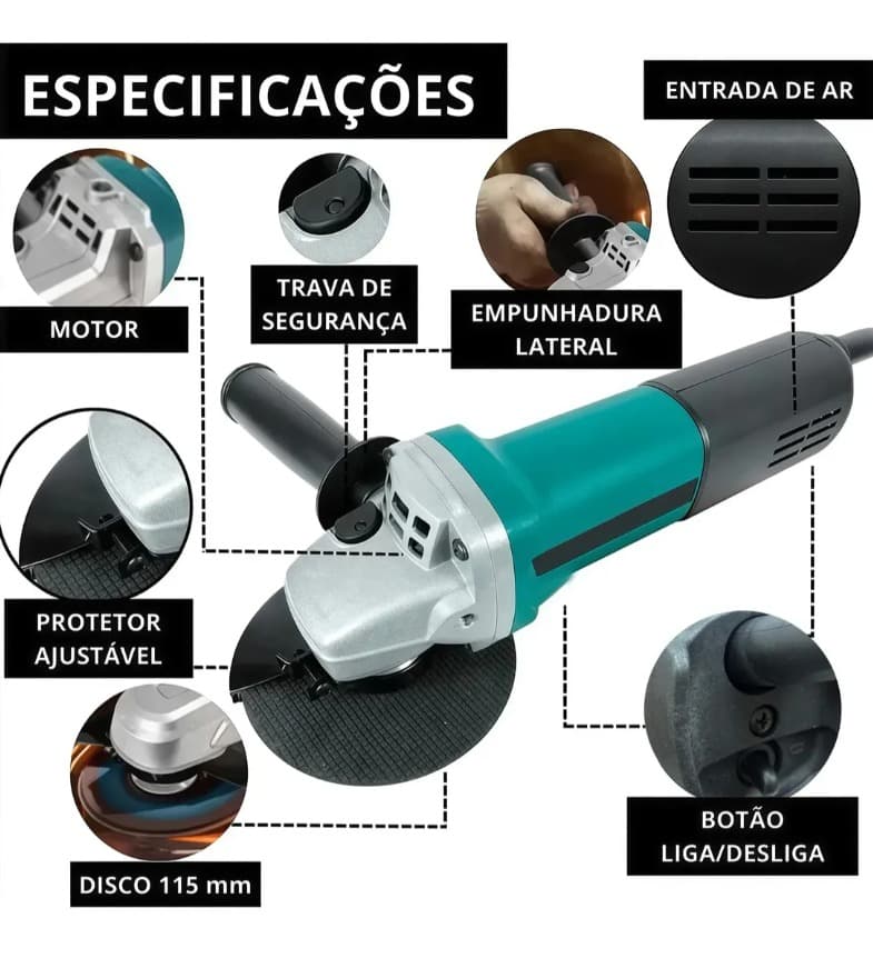 Esmerilhadeira Lixadeira Angular 850w 115 -127V - 6