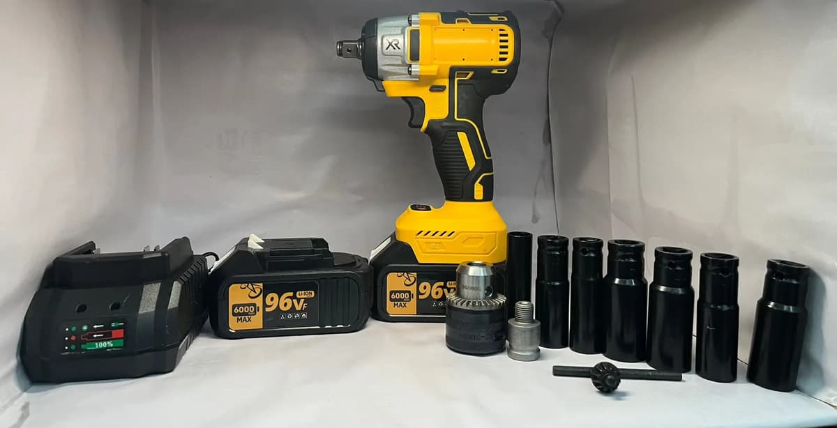 Parafusadeira E Furadeira 96v 2 Baterias Amarelo - 4