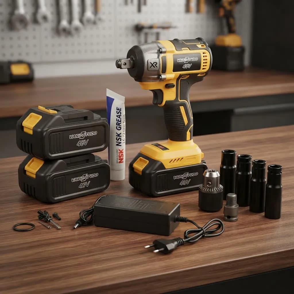 Chave De Impacto Sem Fio 2 Baterias 48v Com Maleta Amarelo - 2