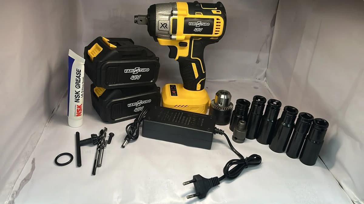 Chave De Impacto Sem Fio 2 Baterias 48v Com Maleta Amarelo - 5