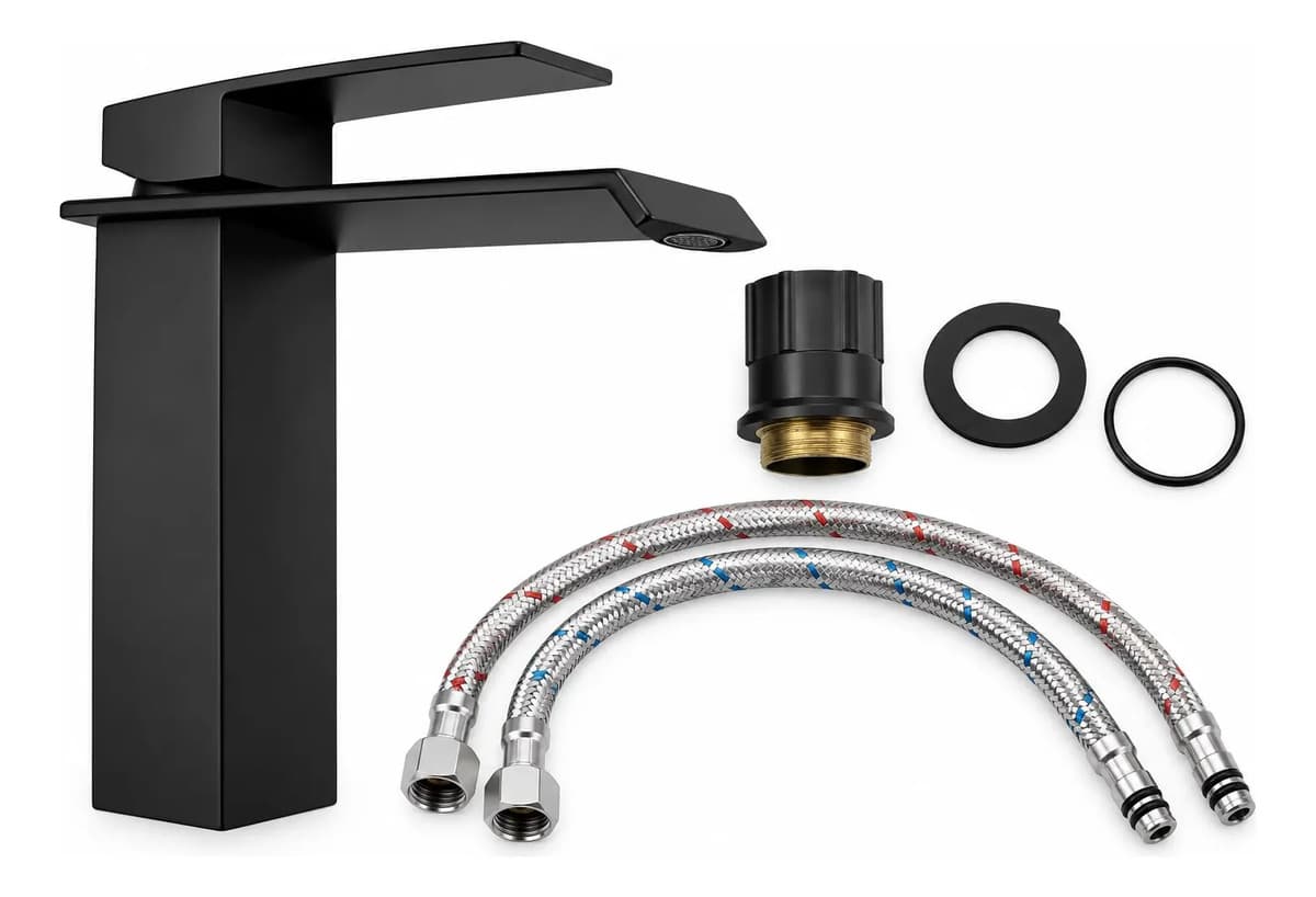 Torneira Para Banheiro Monocomando Cascata Bica Baixa Preto - 1