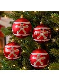 Kit 4un Bolas De Árvore Natal 8cm Vermelha C/ Neve Decoração - 1