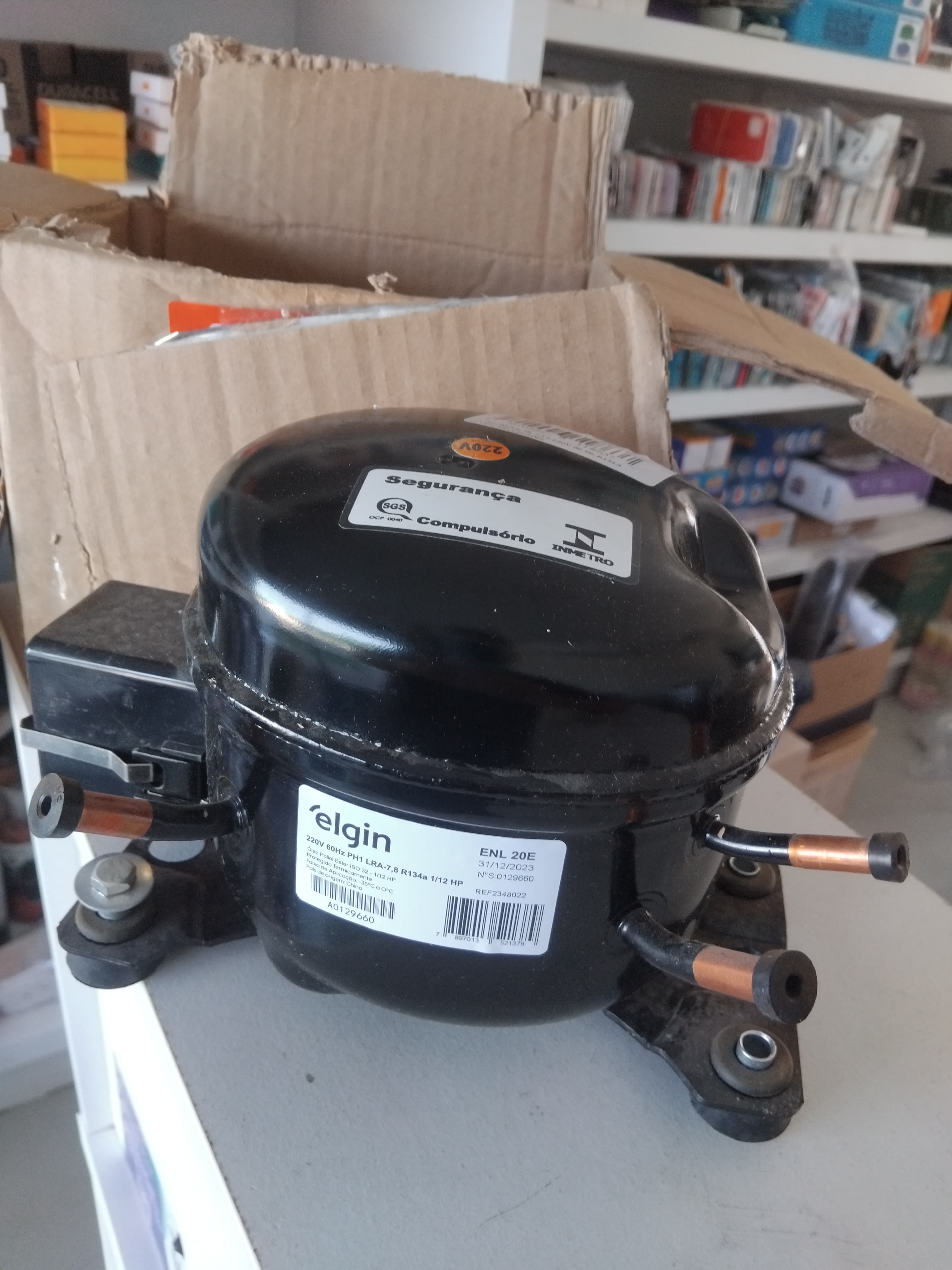 Motor Compressor Elgin 1/12 Hp R134 220v 60hz Enl20e 220v - 1