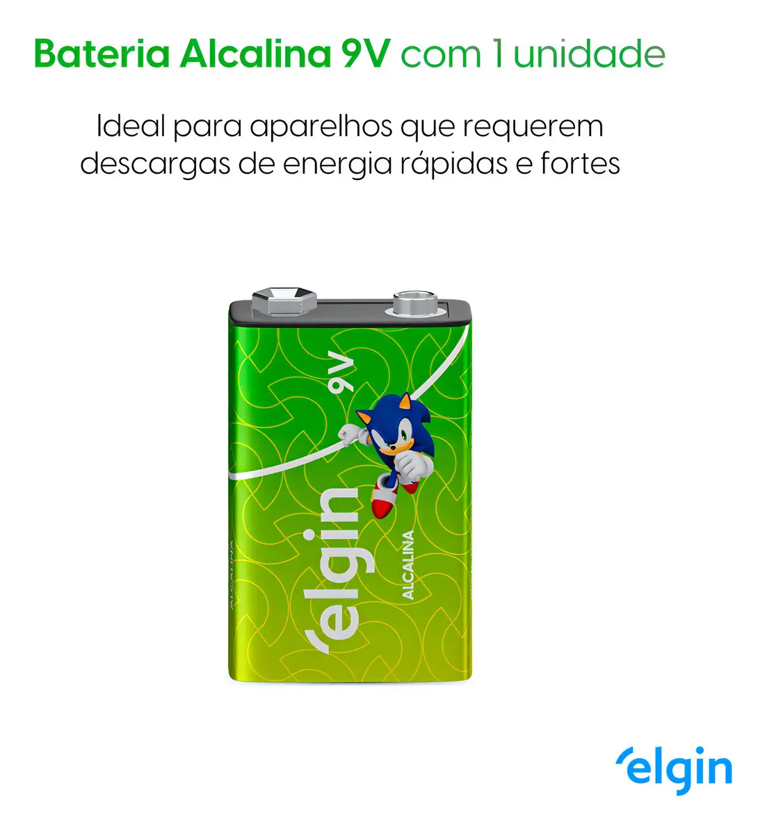 1-Pilhas Bateria 9v Alcalina Elgin - 2