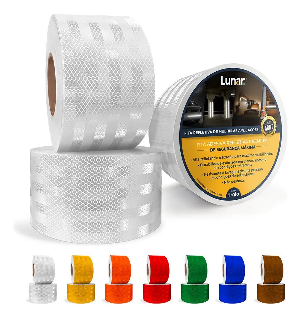 Fita Refletiva Luminosa 10cm X 10m - Lunar Brasil Cor Branco Reflectivo - 2