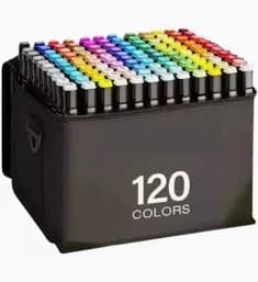 Conjunto Canetas Marcador Canetinha Ponta Dupla 120cores Kit Preto - 1