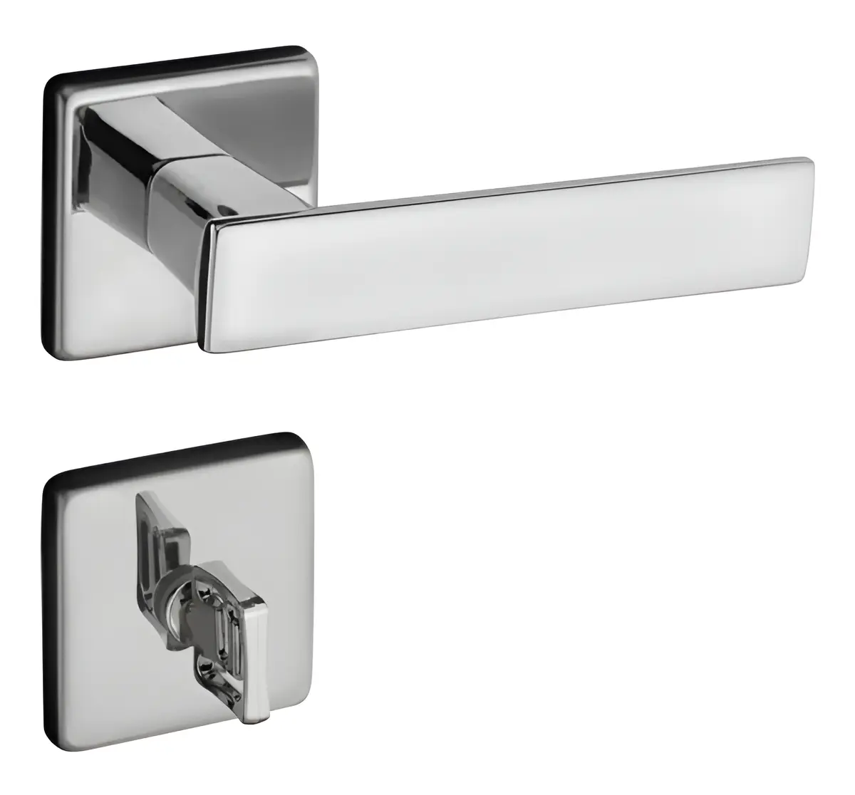 Fechadura Zm Quadra Banheiro Roseta Cromado Pado 55mm - 2