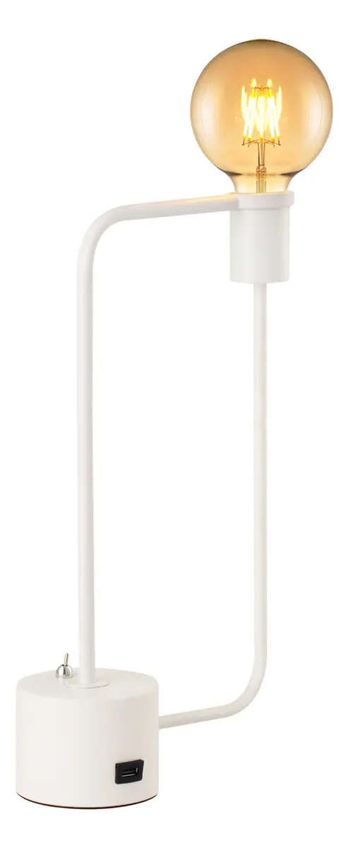 Luminária De Mesa Aramis C/entrada Usb 1xe27 Bivolt - Avant Branca - 5