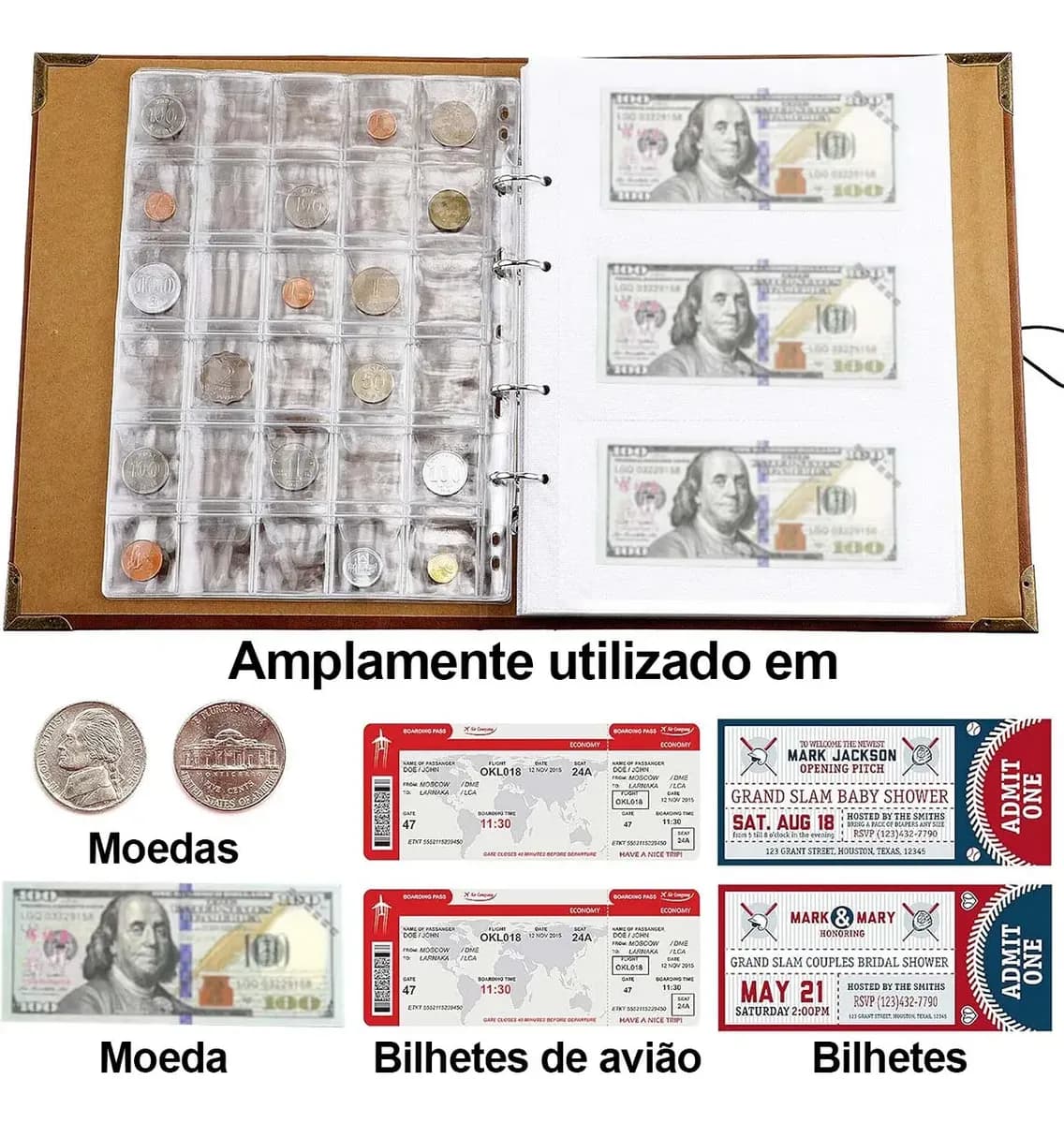 Porta Moedas Colecionador Para 240 Cédulas E 150 Moeda - 3