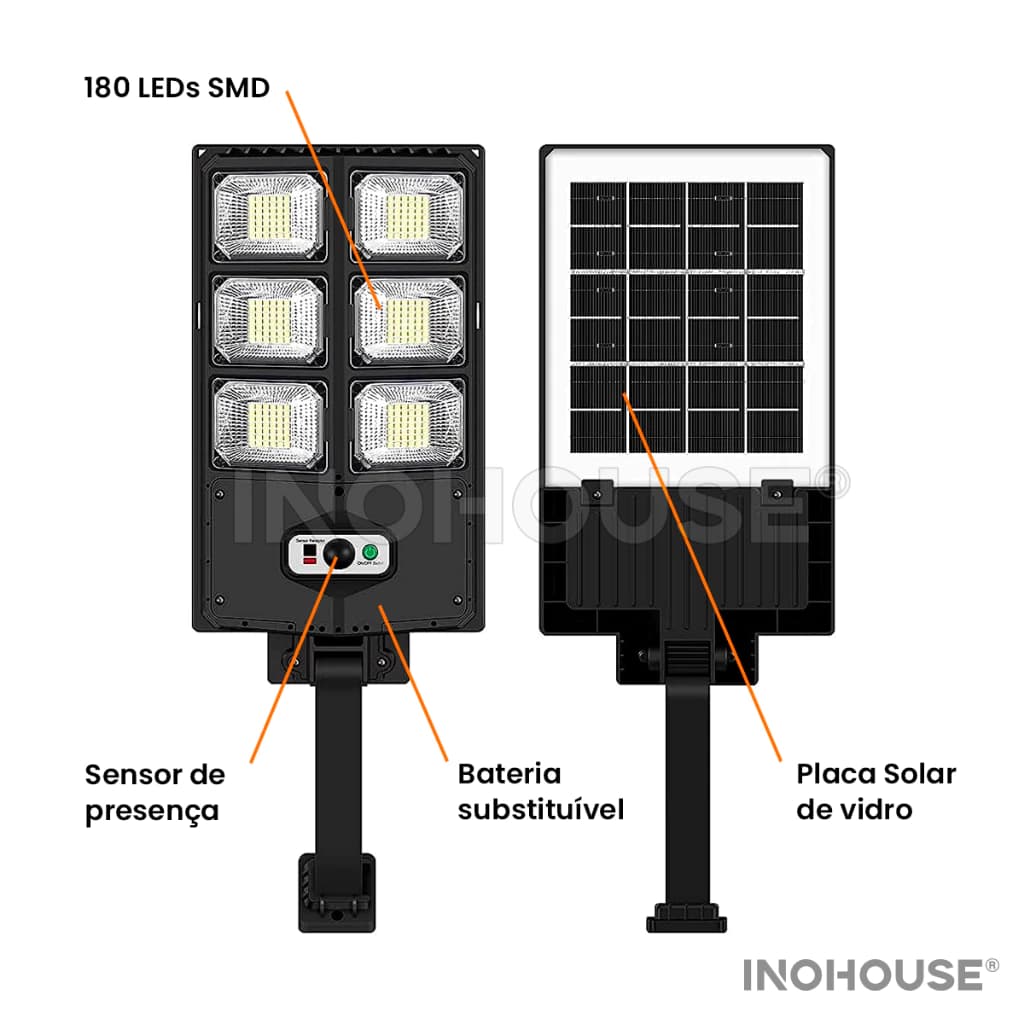 Luminaria Holofote Solar 5000 Lumens Autonoma Garantia Preta Preto - 1