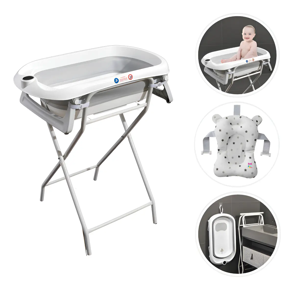 Banheira De Bebê Com Suporte Dobrável Wish Branco Maxi Baby - 1