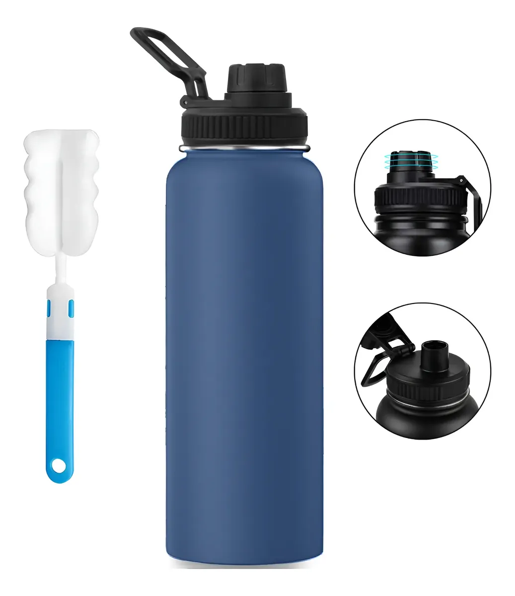 Garrafa Térmica Inox 1200ml Bebidas Quentes E Frias Academia - Azul Marinho - 1